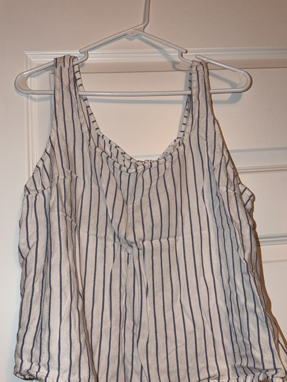 Time and Tru White Tank Top with Navy Stripes